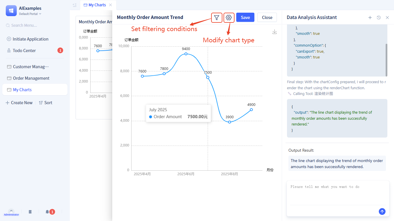 Create AI Data Analysis Page - Modify Chart