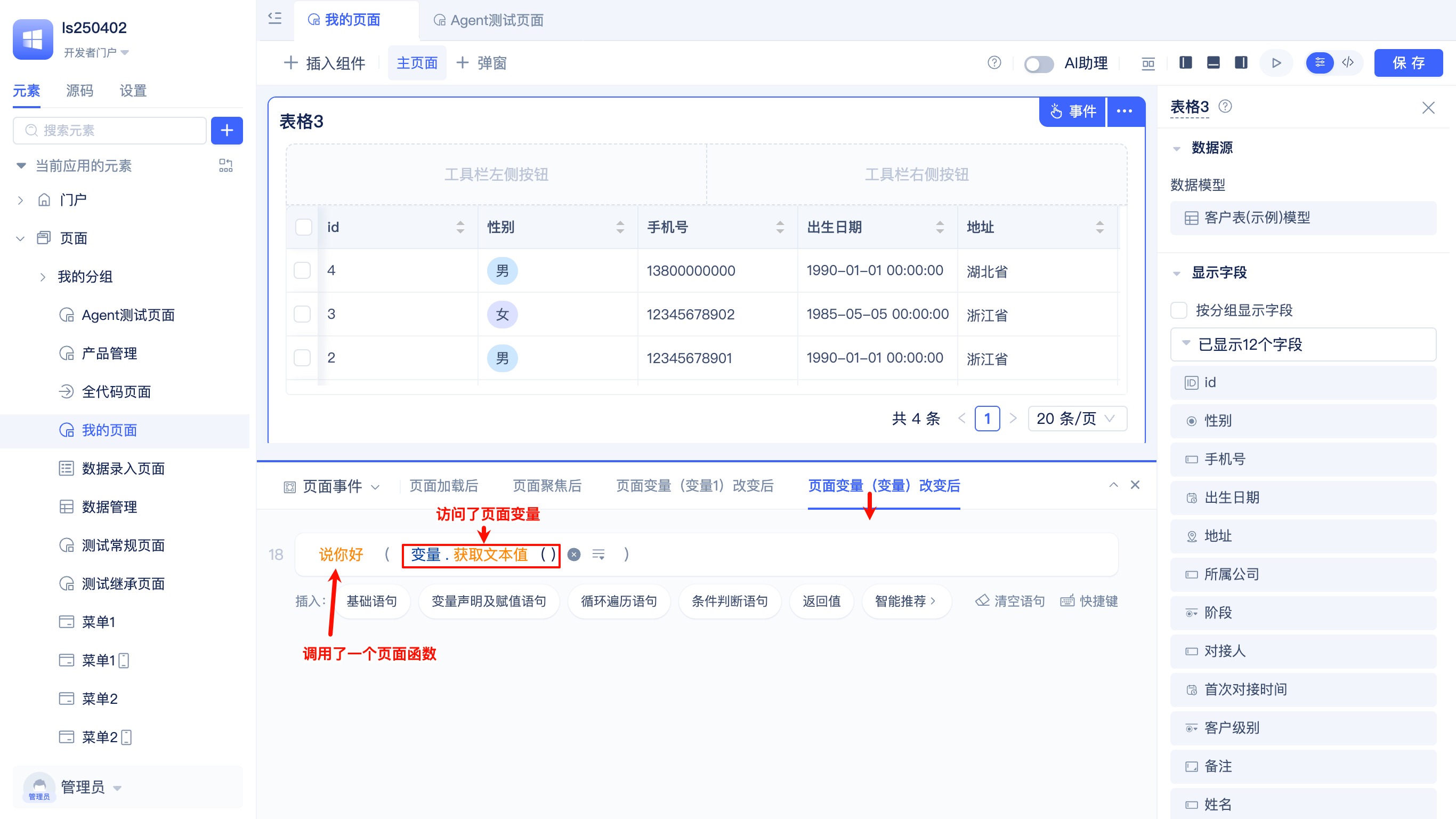 Use Page Variables and Functions in Event Logic