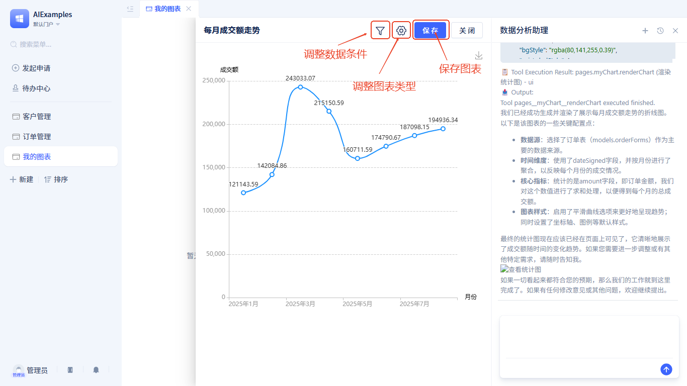 新建AI数据分析页面-修改图表