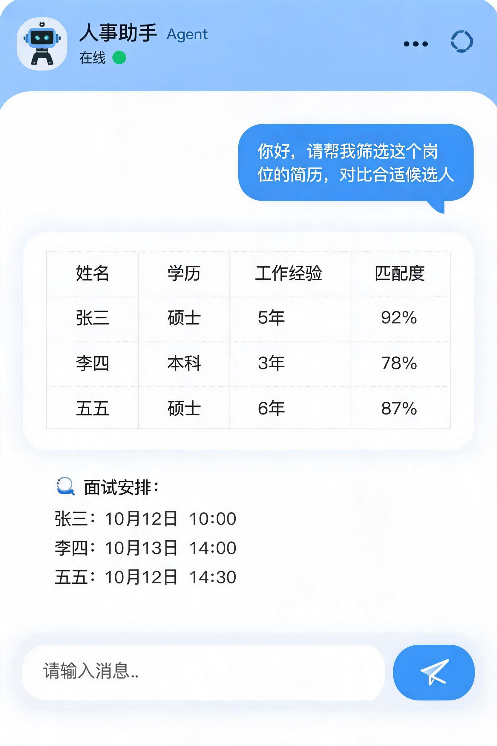 人事智能体界面